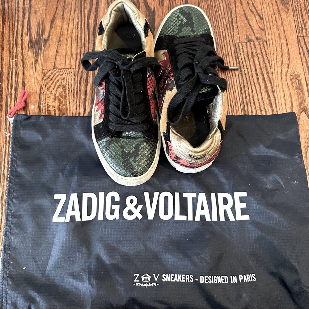 Zadig & Voltaire multicolored snake, skin sneakers. Sz. 7
